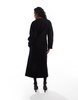 ASOS DESIGN collarless nipped waist wool mix coat in black