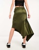 COLLUSION studios asymmetric satin skirt in khaki - part of a set