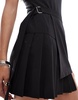 COLLUSION kilted mini pini dress with buckle detail in black shadow stripe