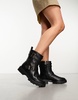 River Island buckled biker boot in black