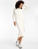 Mango polo neck knitted midi dress in light beige