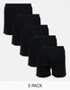 ASOS DESIGN 5 pack jersey boxers in black