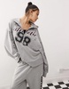 COLLUSION oversized zip through hoodie with applique in gray - part of a set