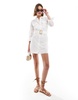 Mango crochet detail shirt mini dress in white