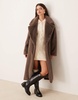 ASOS DESIGN longline chuck on faux fur coat in mocha