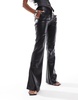 Bershka faux leather flared pants in black