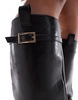 ASOS DESIGN Curve Callie smart flat riding knee boots in black