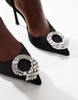 ASOS DESIGN Pixie embellished high heel shoes in black