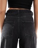 Bershka diamante western wide leg jeans in washed black