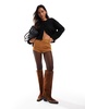 ASOS DESIGN Cassie premium suede western knee boots with stud detail in chocolate brown