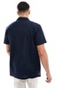 Brave Soul linen blend revere collar shirt in navy