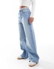 Cotton On super baggy jeans with lace waist in cloud blue denim