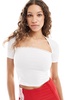 Motel reqla square neck lace trim top in white