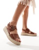 London Rebel flatform espadrille sandals in tan