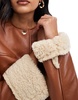 ASOS DESIGN collarless borg bonded jacket in tan