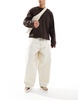 ASOS DESIGN baggy balloon pants in white with contrast stitch