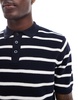 Brave Soul textured knit striped polo in navy