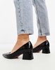 ASOS DESIGN Wide Fit Saint block mid heeled shoes in black