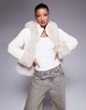 River Island faux fur short puffer jacket in cream