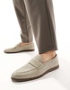 Walk London Angelo Saddle Loafers In Taupe Suede