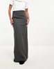 River Island tailored pencil maxi skirt in dark gray