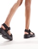 London Rebel wide fit chunky tech sandals in black