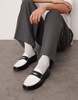 ASOS DESIGN penny loafers in black and white leather