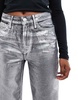 River Island 90s straight leg coated jeans in silver