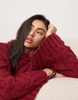 ASOS EDITION chunky cable knit oversized sweater in burgundy