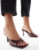 ASOS DESIGN Hammer eyelet detail mid heeled mules in red snake