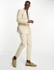 New Look slim fit pleated pants in oatmeal