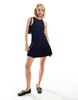 Motel ayosa open back mini kilt dress in navy