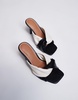 River Island contrast heeled mule in black and white