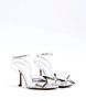 River Island heeled sandals with bow detail in silver