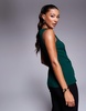 River Island square neck vest in dark green