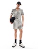 ASOS DESIGN stripe textured boilersuit