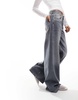 Bershka wide leg baggy jeans in dirty gray wash