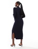 French Connection knit midi sweater dress with flare sleeves in navy