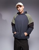 ASOS DESIGN oversized hoodie with color block in khaki