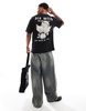 ADPT oversized washed angel back print t-shirt in dark gray