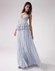 ASOS DESIGN cami maxi dress with floral embellishment and tiered peplum in steel blue