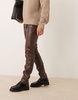 ASOS DESIGN skinny faux leather pants in brown