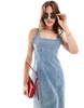 Cotton On seam detail maxi dress in vintage wash denim