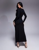 ASOS DESIGN cowl neck long sleeve midi dress with cut outs in black