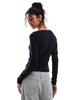 ASOS DESIGN v neck long sleeve top with lace detail in black