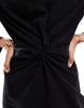 Mango cinched waist long sleeve dress in black