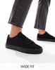 ASOS DESIGN Wide Fit Dizzy lace up sneakers in black drench