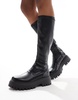 ASOS DESIGN Curve Canyon sock chunky knee boots in black