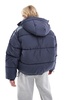 COLLUSION Unisex hooded puffer coat in dark gray