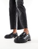 Walk London Kate saddle loafers in black smooth leather